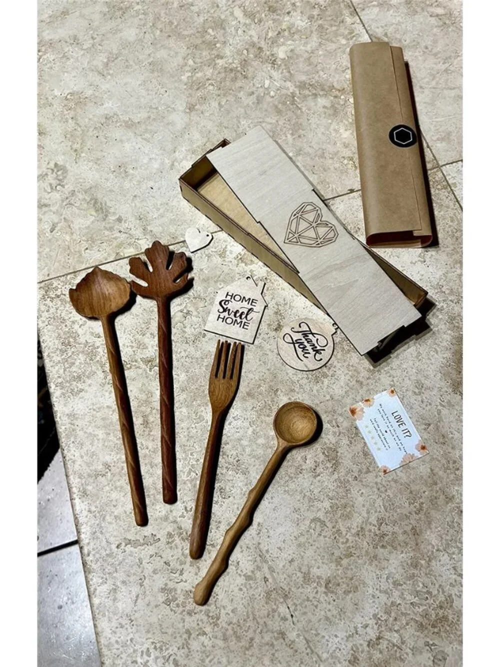 4 Wooden Spoons and Forks Set, Thanksgiving Gifts for Women